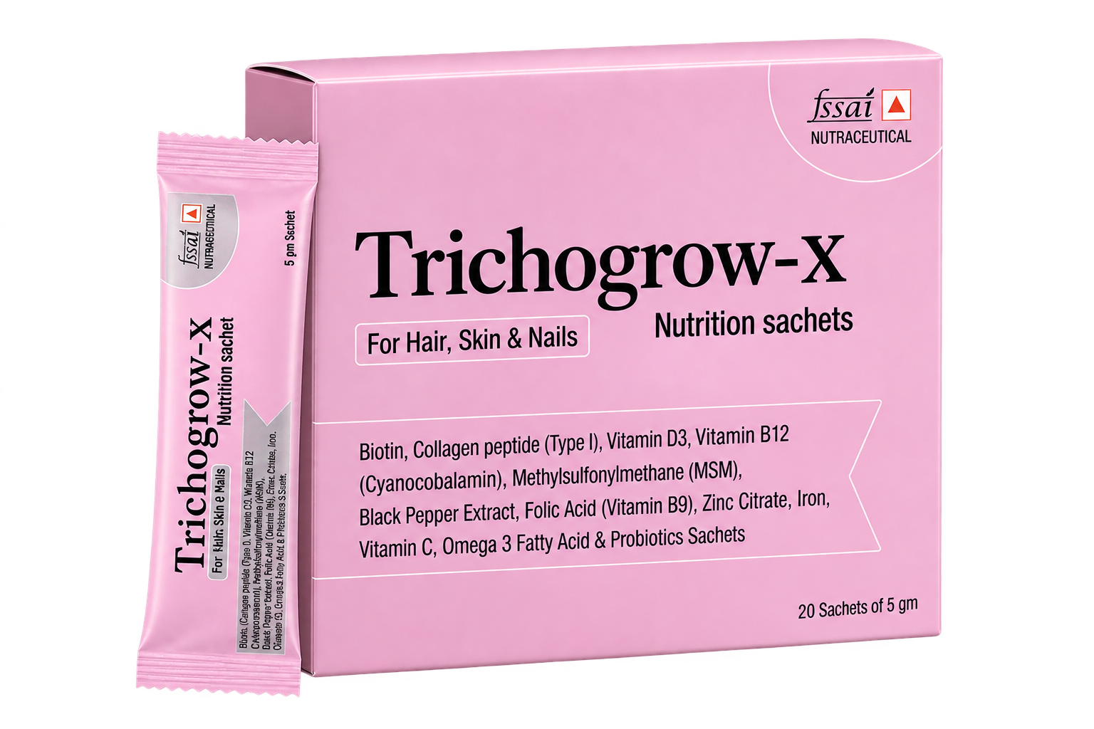 Trichogrow-X sachet and box